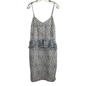 Victoria's Secret Peplum Mini Dress Size 6 Black Ivory‎ Animal Print Sleeveless